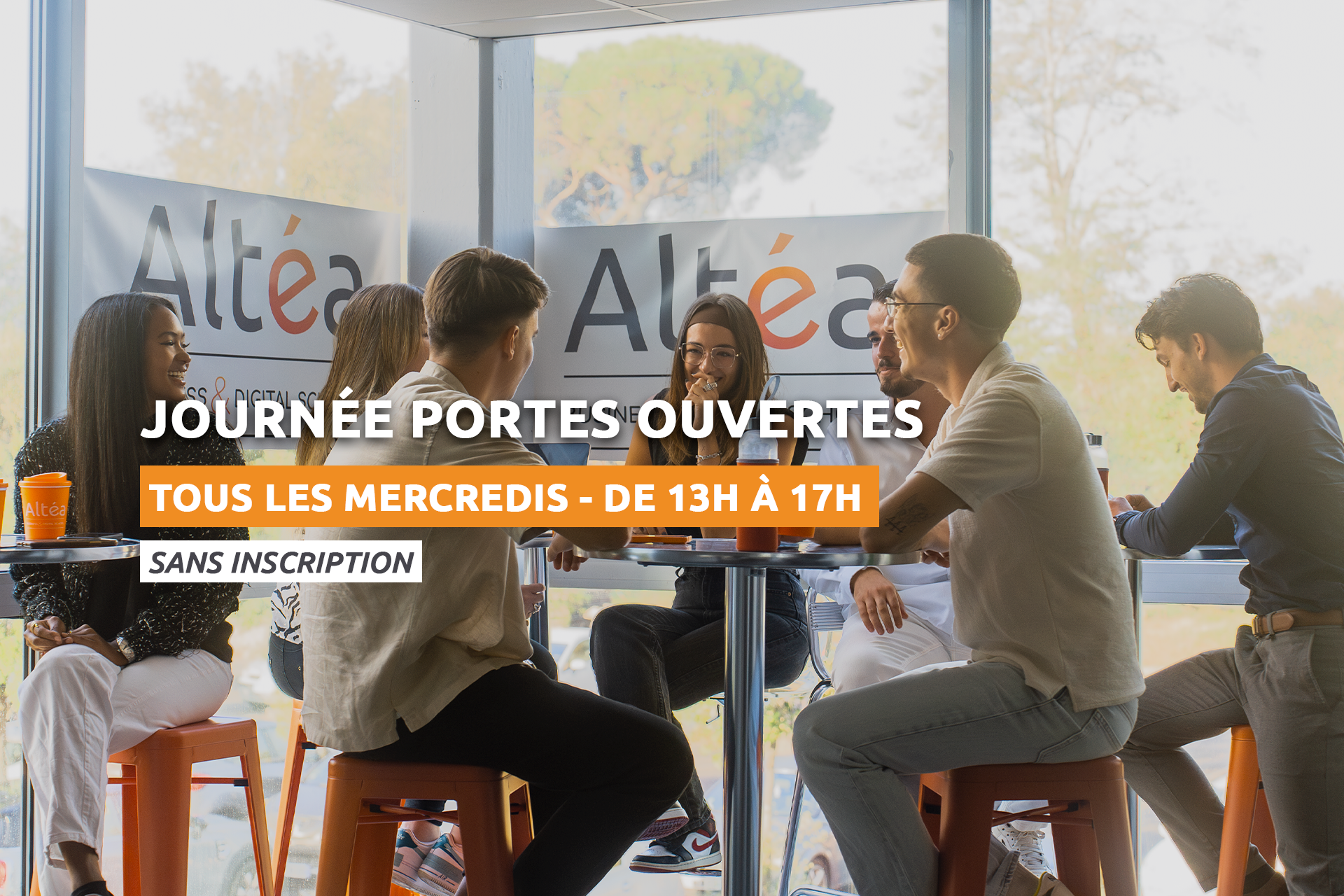 Visuel pour annoncer les journées portes ouvertes d'altéa pour découvrir les formations. BTS Bachelors Masters